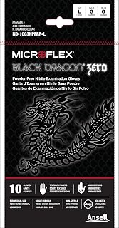 Ansell Microflex Black Dragon Latex Gloves - Disposable, Exam Grade, Black, Size Large (pack of 100)