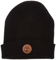 Men's Cuffed Beanie with Leather Logo Patch by Timberland – Leather, Black, Model T100868