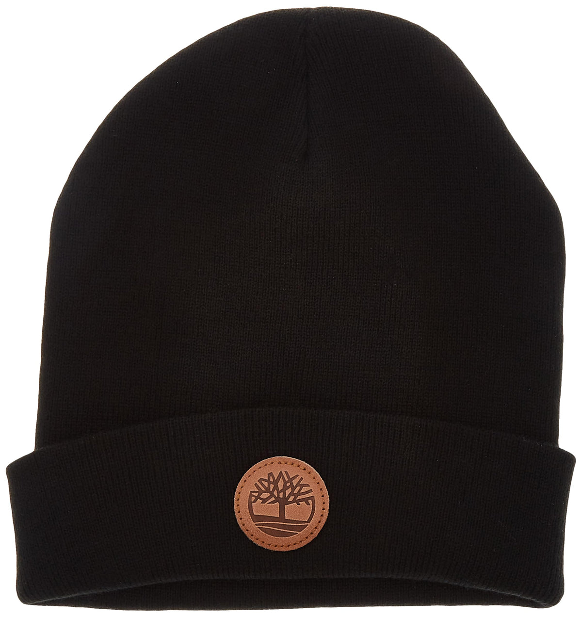 Men's Cuffed Beanie with Leather Logo Patch by Timberland – Leather, Black, Model T100868