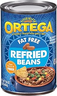 Ortega Refried Beans, Fat Free, 16 Ounce (Pack of 12)