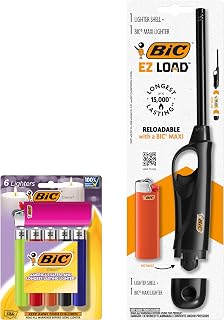 BIC EZ Load Lighters, Refillable and Long Lasting, Colors May Vary