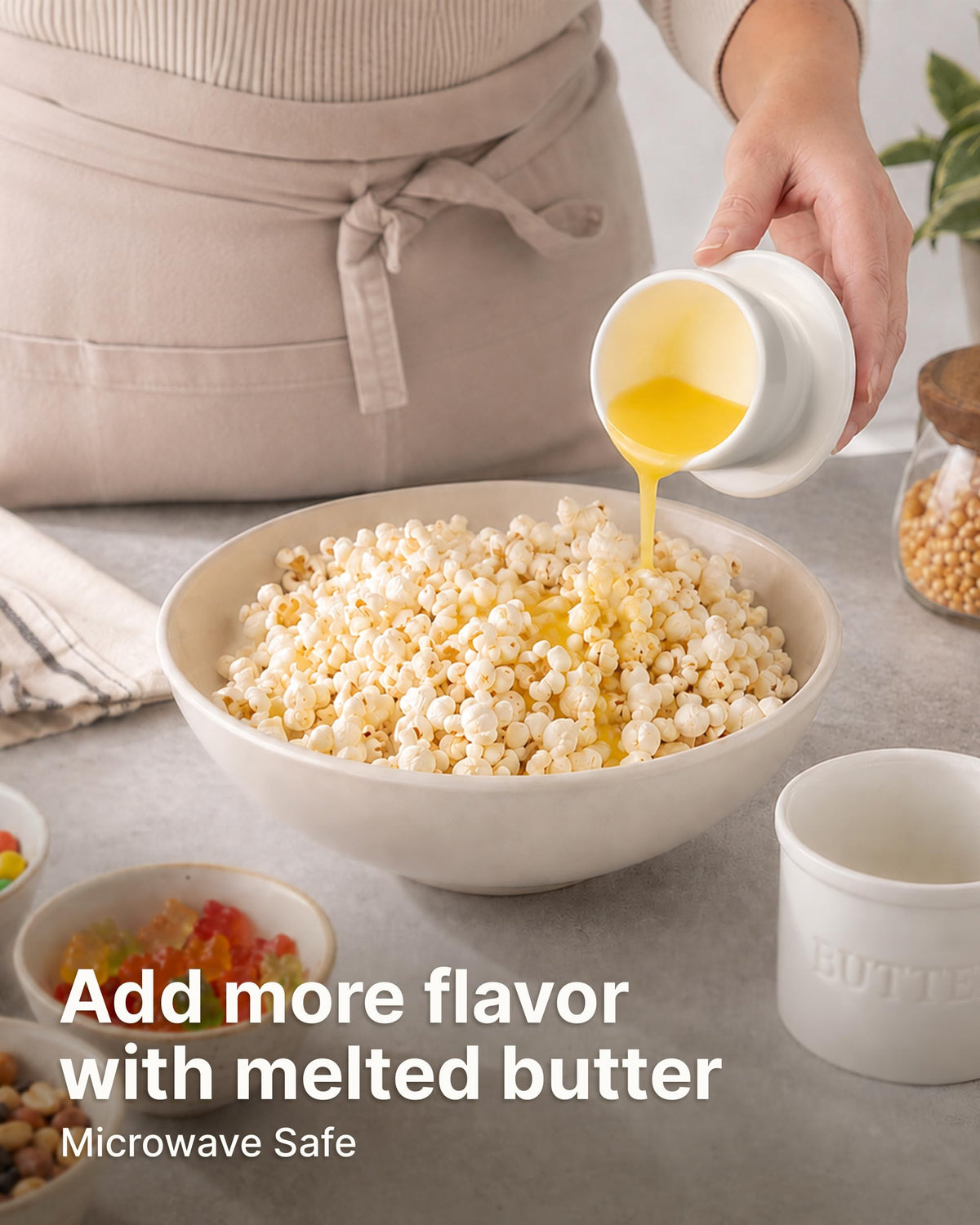 Zulay Kitchen Ceramic Butter Keeper, Bell Shape with Knife, White