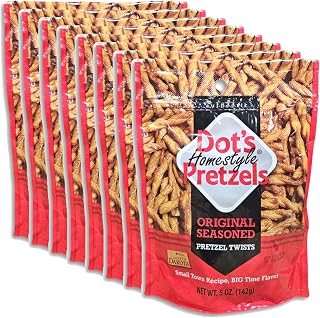 Dot's Homestyle Pretzels Original Seasoned Pretzel Twists, 5 Ounce Bag, Pack of 8