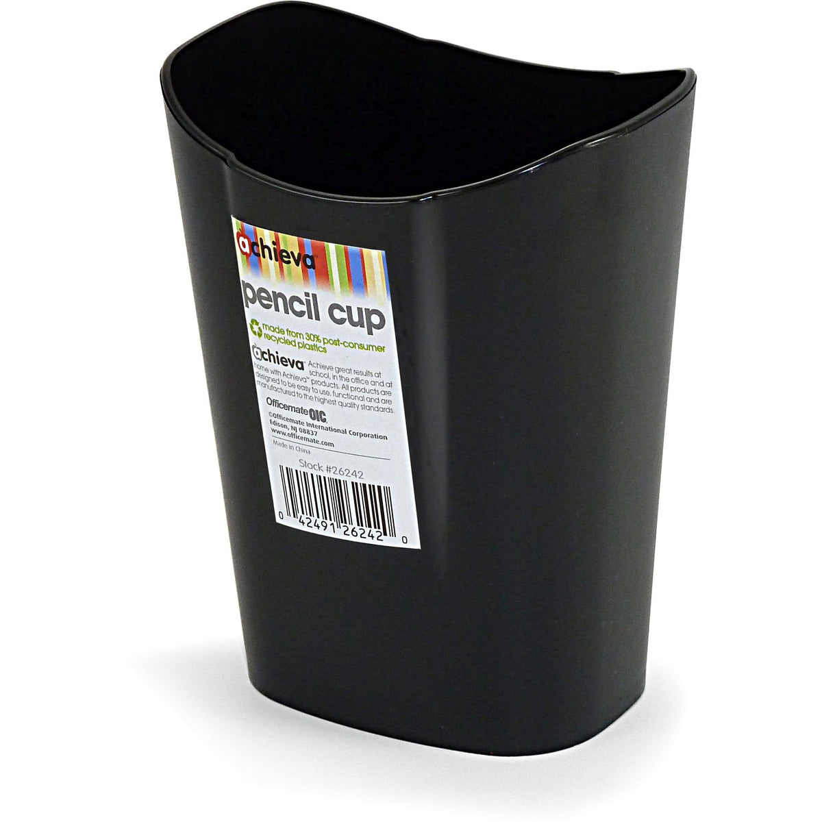 Achieva Small Pencil Cup by Officemate – Plastic, Black, Model 26242