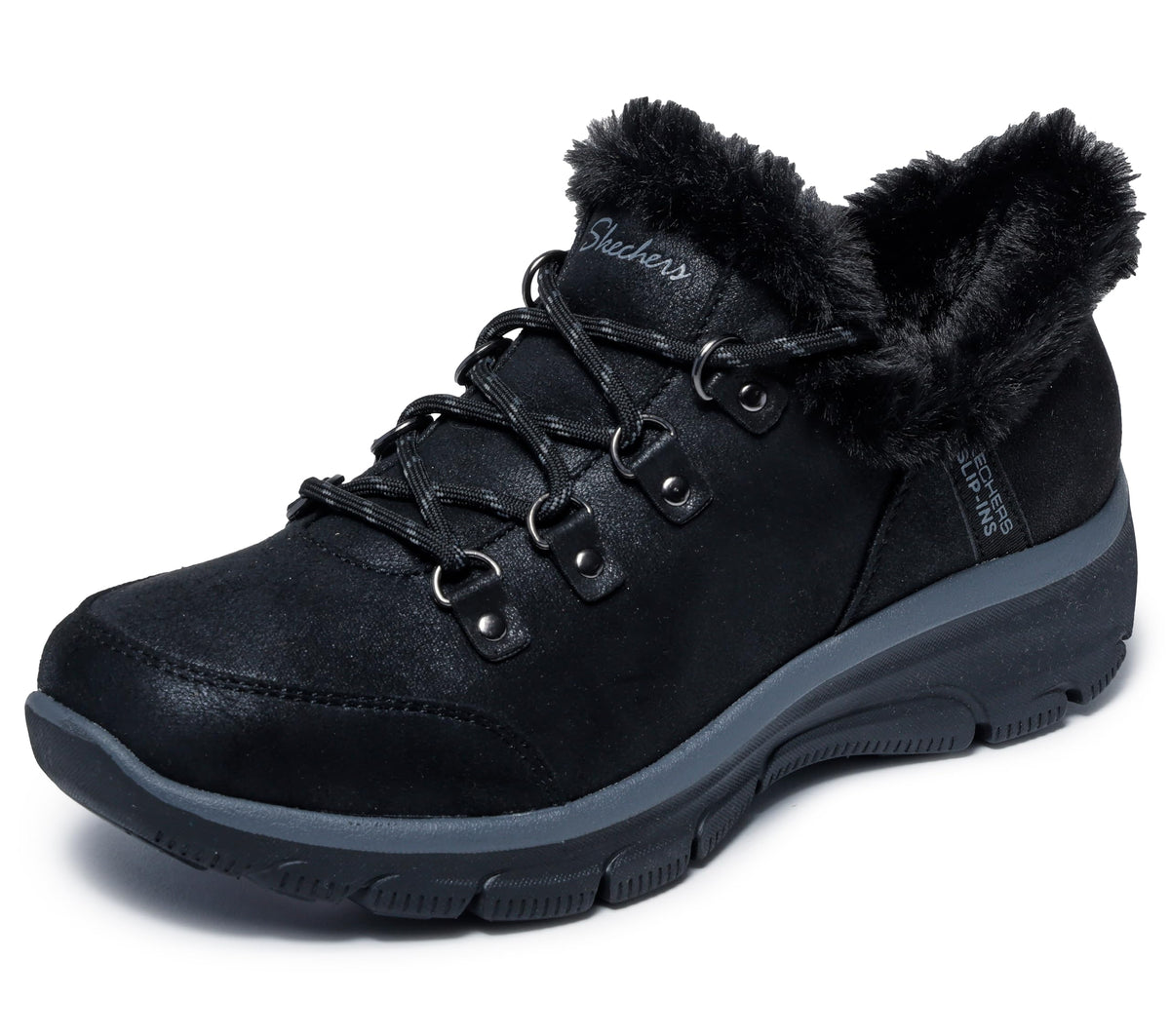 Women's Easy Going - Fall Adventures Slip-in Bootie by Skechers – 8, Faux Leather, Black, Model 167875-BLK