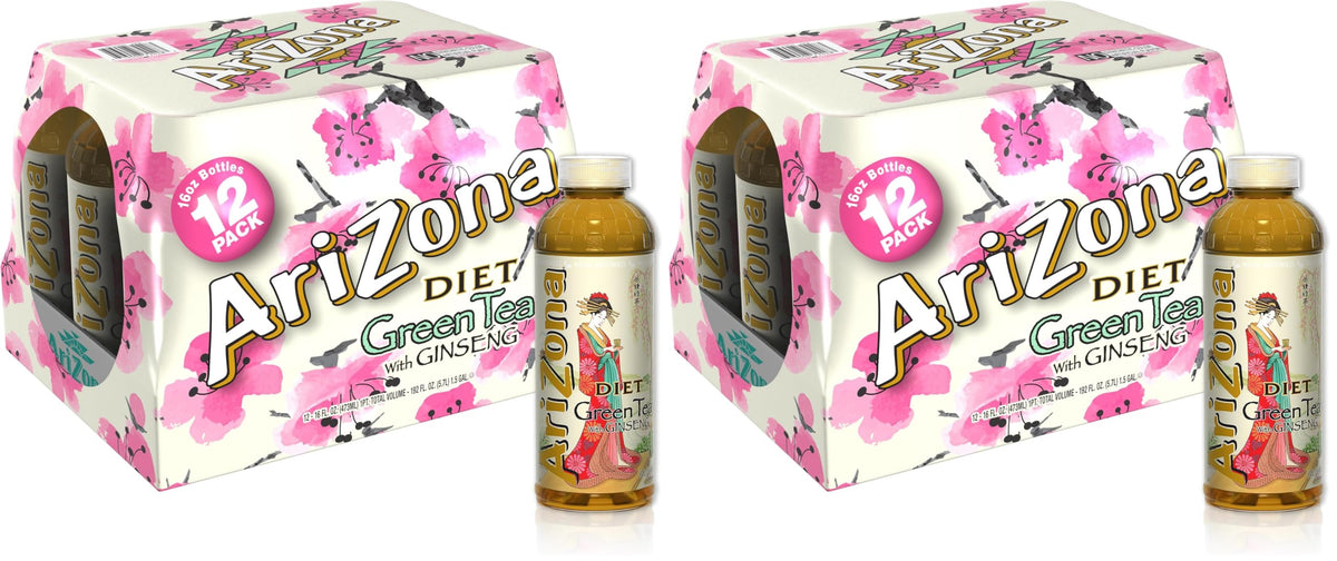 Diet Green Tea with Ginseng - 16 Fl Oz (24 Pack) by AriZona – 16 Fl Oz (Pack of 24), Pack of 24