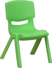 Flash Furniture Green Plastic Stackable School Chair with 10.5'' Seat Height