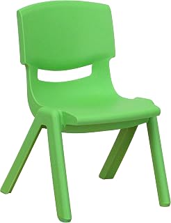 Flash Furniture Green Plastic Stackable School Chair with 10.5'' Seat Height