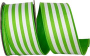 Reliant Ribbon Striped Twill Deluxe Dupioni Backed Wired Edge, Lime, 2-1/2 Inch, 10 Yards