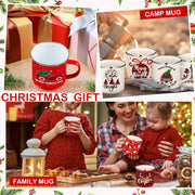 Suttmin Enamel Holiday Mugs, 12 oz, Set of 12, Red and White