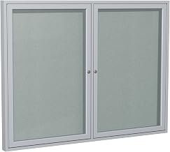 Ghent 48"x60" 2-Door Outdoor Enclosed Vinyl Bulletin Board, Shatter Resistant, with Lock, Satin Aluminum Frame - Silver (PA24860VX-193), Made in The USA