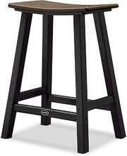 Polywood 2011-FBLMA Contempo Counter Height Saddle Seat Barstool, Black Frame, Mahogany