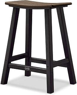Polywood 2011-FBLMA Contempo Counter Height Saddle Seat Barstool, Black Frame, Mahogany
