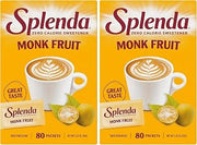 SPLENDA Monk Fruit Zero Calorie Plant Based Sweetener, No Erythritol, Keto Sugar Substitute (80 Count)(Pack of 2)