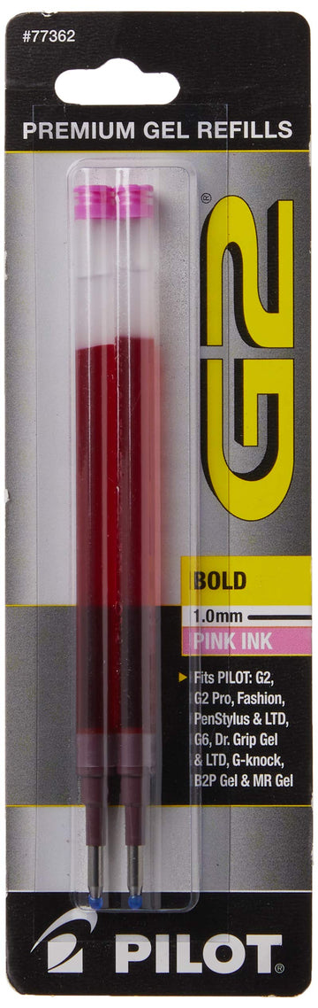 G2 Gel Ink Refills, Bold Point 1 mm, Pink, Pack of 2 by PILOT – 2 Count (Pack of 1), Pink, Model 77362
