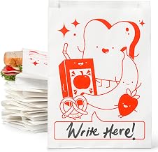 Stock Your Home Paper Sandwich Bags, 100 Count Paper Snack Bags | Lunch Essentials, Grease-Resistant Sandwich Paper Bags For Snacks, Baked Goods, Sandwiches, Lunch Friends Design