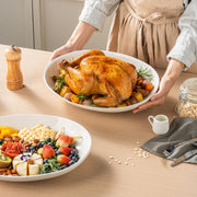 Gacoree Oval Serving Platters, Ceramic 14 x 11 Inch, Set of 2, White