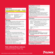 Extra Strength Easy to Swallow Acetaminophen Caplets by Tylenol – 200 Count, Red, Pack of 200, Model FBA614010