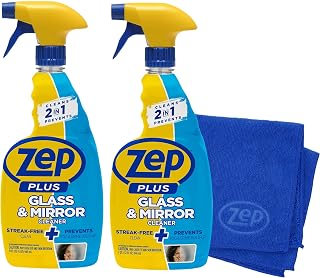 Zep Plus Glass & Mirror Foaming Cleaner 32 oz (2ct) & Microfiber Rag