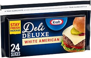 Kraft Deli Deluxe Cheese Slices, 24 Slices, White American, 16 oz Pack