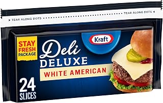 Kraft Deli Deluxe Cheese Slices, 24 Slices, White American, 16 oz Pack