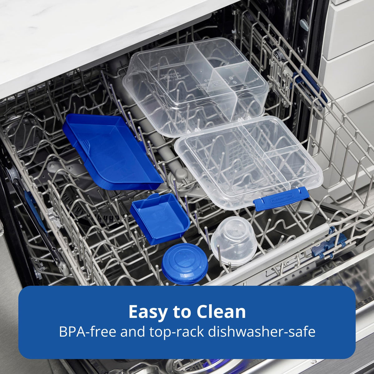 Pack & Go 1.48 L Bento Create by Rubbermaid – 1.48L (2-Pack), 1.48 liters, Plastic, Dark Blue, Pack of 2
