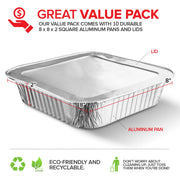 Stock Your Home 10 Pack / Silver / Pans W/Lids. Disposable Cookware