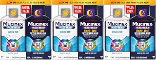 Mucinex Fast-Max Cold and Flu & Nightshift Medicine for Adults, Over-The-Counter Medication Combo Pack for Sore Throat Relief, Decongestant, Cough & Cold Medicine (2 x 6 Fl Oz) (Pack of 3)