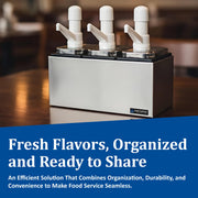 CFS Jamar Stainless Steel Condiment Pump Service Center with 3 Wells Black Jars by San Jamar – 14 inches x 7.875 inches x 12.5 inches, 1.0 fluid_ounces, Model P9713
