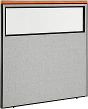 Global Industrial 60-1/4"W x 61-1/2"H Deluxe Office Partition Panel with Partial Window, Gray