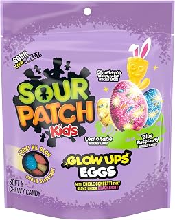 Sour Patch Kids Glow Ups Eggs Soft & Chewy Gummy Easter Candy, 8.4 oz