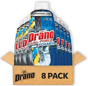 Drano Dual-Force Foamer Drain Clog Remover & Cleaner, Unclogs Hair, Grease, Soap & Slow Drains, Removes Sources of Odor, Safe for Septic, Pipes, Garbage Disposals, Showers & Sink, 17 Fl Oz (Pack of 8)