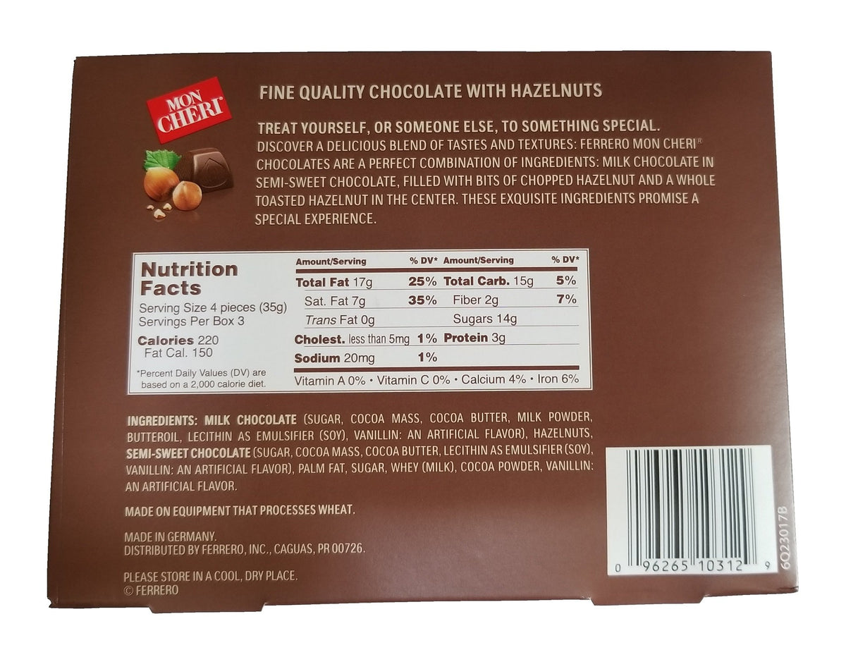 Mon Cheri Hazelnut Chocolates 12 pieces (2 Packs) by Ferrero – 12, brown