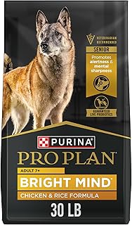 Purina Pro Plan Bright Mind Senior Dog Food, Chicken & Rice, 30 lb Bag