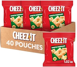 Cheez-It Cheese Crackers, Baked Snack Crackers, Lunch Snacks, White Cheddar (40 Packs)