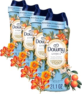 Downy Boutique Botanicals In Wash Laundry Scent Booster Beads, Boutique Fragrances inspired by the Artistry of Nature, CITREA Scent, 21.1 Ounce (Pack of 4)