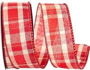 Reliant Ribbon Plaid Prime Value Wired Edge Ribbon, Red