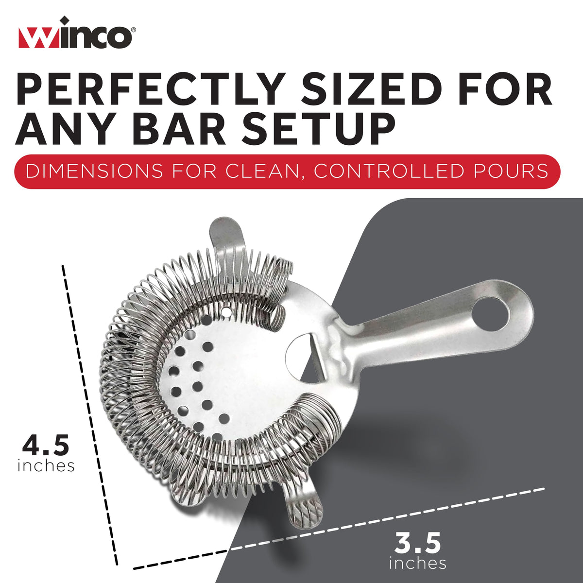 Winco 1 / Stainless Steel / Round, Wire Mesh, Reinforced Rim Bar Strainers
