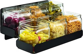 Rosseto SM327 Condiments Station 6 Glass Jars & Tiered Holder