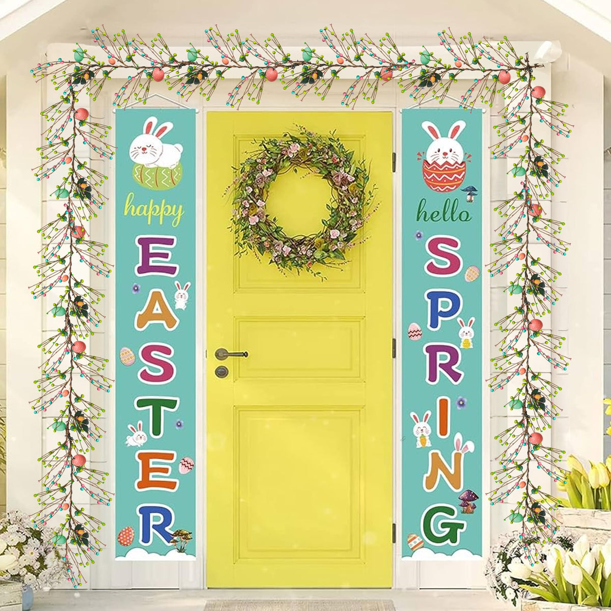 6 FT by NEROSUN – 1 Pack, Plastic, Green, Model Easter Egg Garland