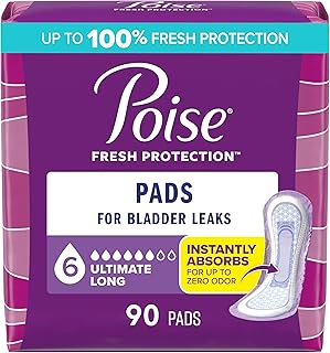 Poise Incontinence Pads for Women, 6 Drop, Long, 90 ct