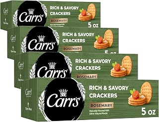 Carr's Crackers, Baked Snack Crackers, Party Snacks, Rosemary, 5oz Box (1 Box) (Pack of 4)