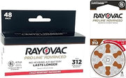 Rayovac Proline Advanced Hearing Aid Batteries | Size 312 | World's Longest Lasting Battery | Child-Resistant Packaging (48)