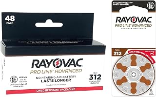 Rayovac Proline Advanced Hearing Aid Batteries | Size 312 | World's Longest Lasting Battery | Child-Resistant Packaging (48)