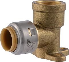 SharkBite Max 3/4 Inch x 3/4 Inch Drop Ear Elbow, FNPT, Push to Connect Brass Plumbing Fitting, PEX Pipe, Copper, CPVC, PE-RT, HDPE, UR340A