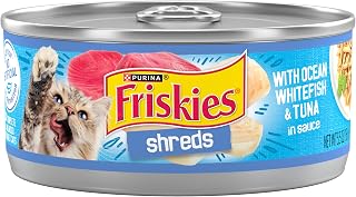 Purina Friskies Wet Cat Food, Shreds Whitefish & Tuna, (24) 5.5 oz Cans