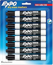 EXPO Dry-Erase Marker, Chisel Tip, Black, 8/Pack (1980443)