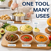 Newness Focus on Stainless Steel Potato Masher, One Piece Design, Silver