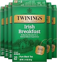 Irish Breakfast Black Tea Individually Wrapped Bags by Twinings – 20 Count (Pack of 6), Pack of 6, Model 05328