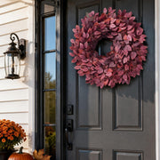 Foteewl Artificial Hibiscus Wreath, 26 Inch Diameter, Autumn Red
